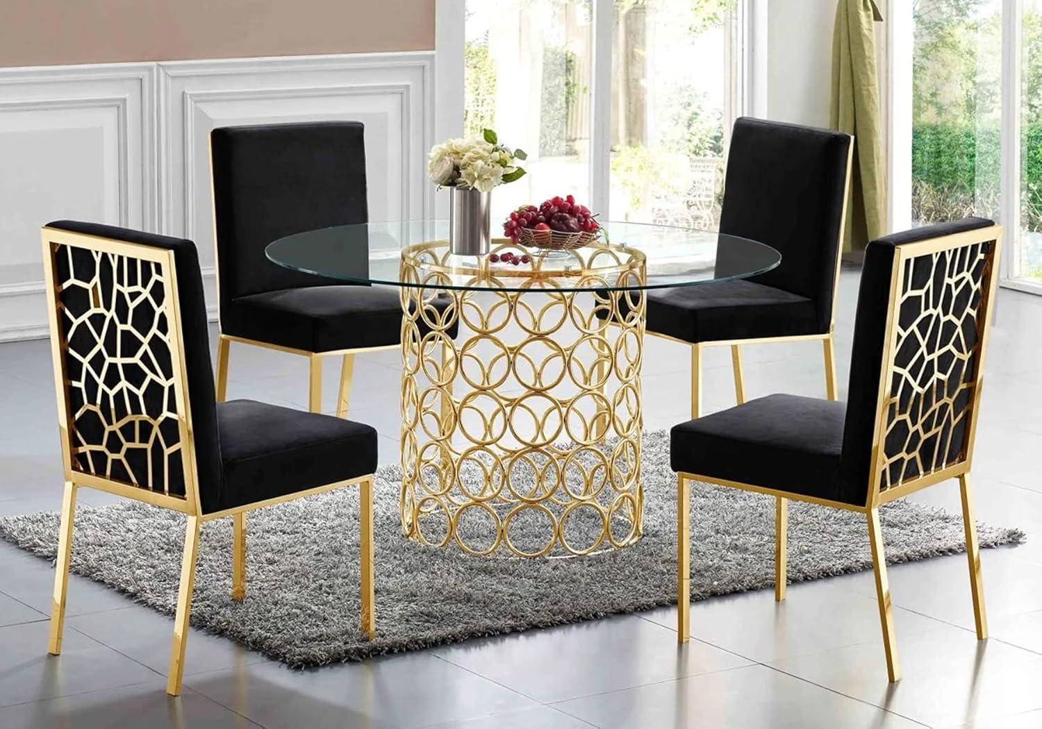 Opal Black Velvet Dining Chair with Gold Metal Frame