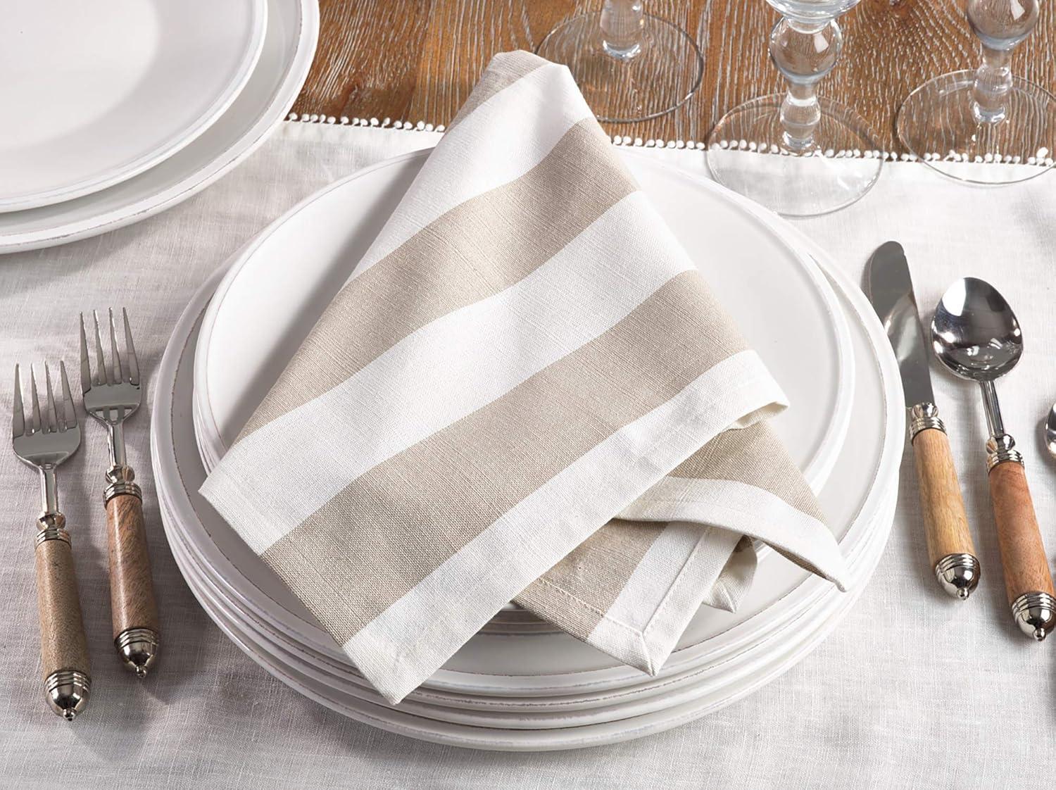 Saro Lifestyle Classic Striped Napkin, 20" Square, Taupe (Set of 4)