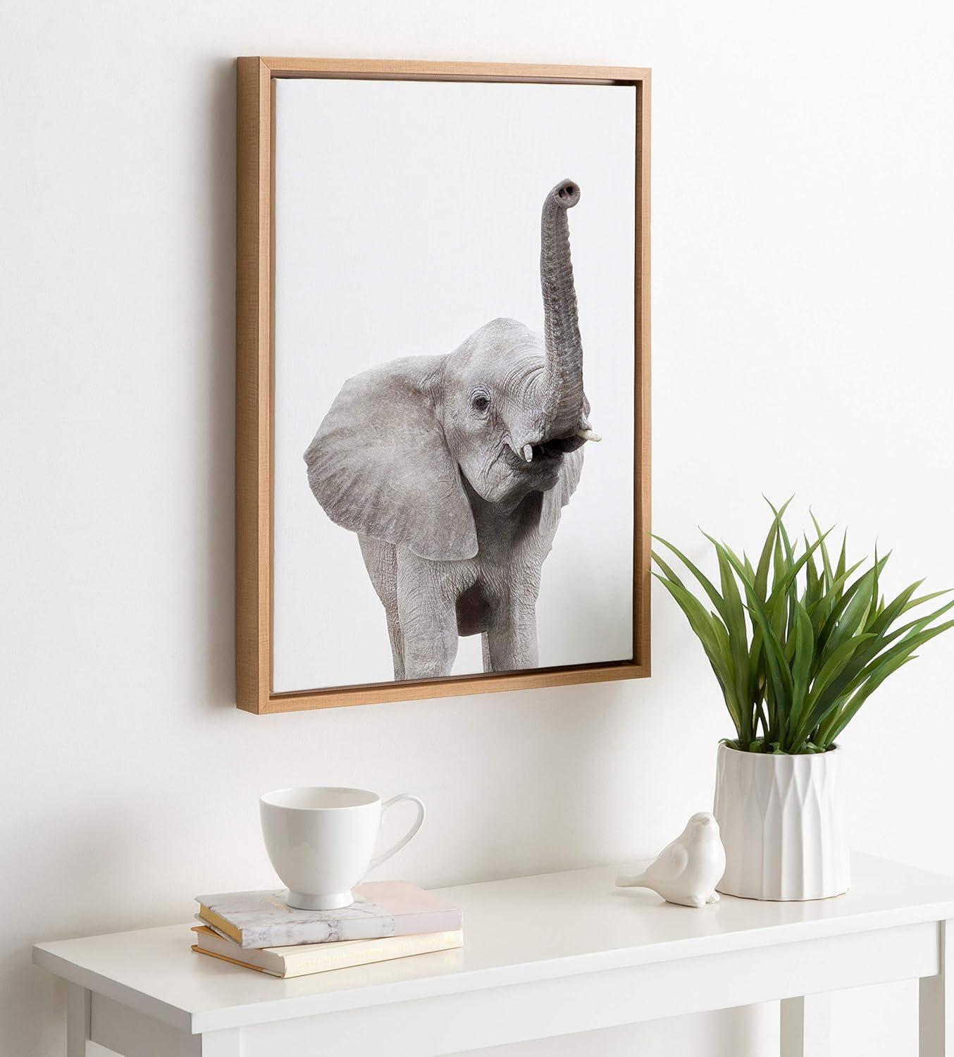 Sylvie Young Elephant Framed Canvas by Amy Peterson - Kate and Laurel