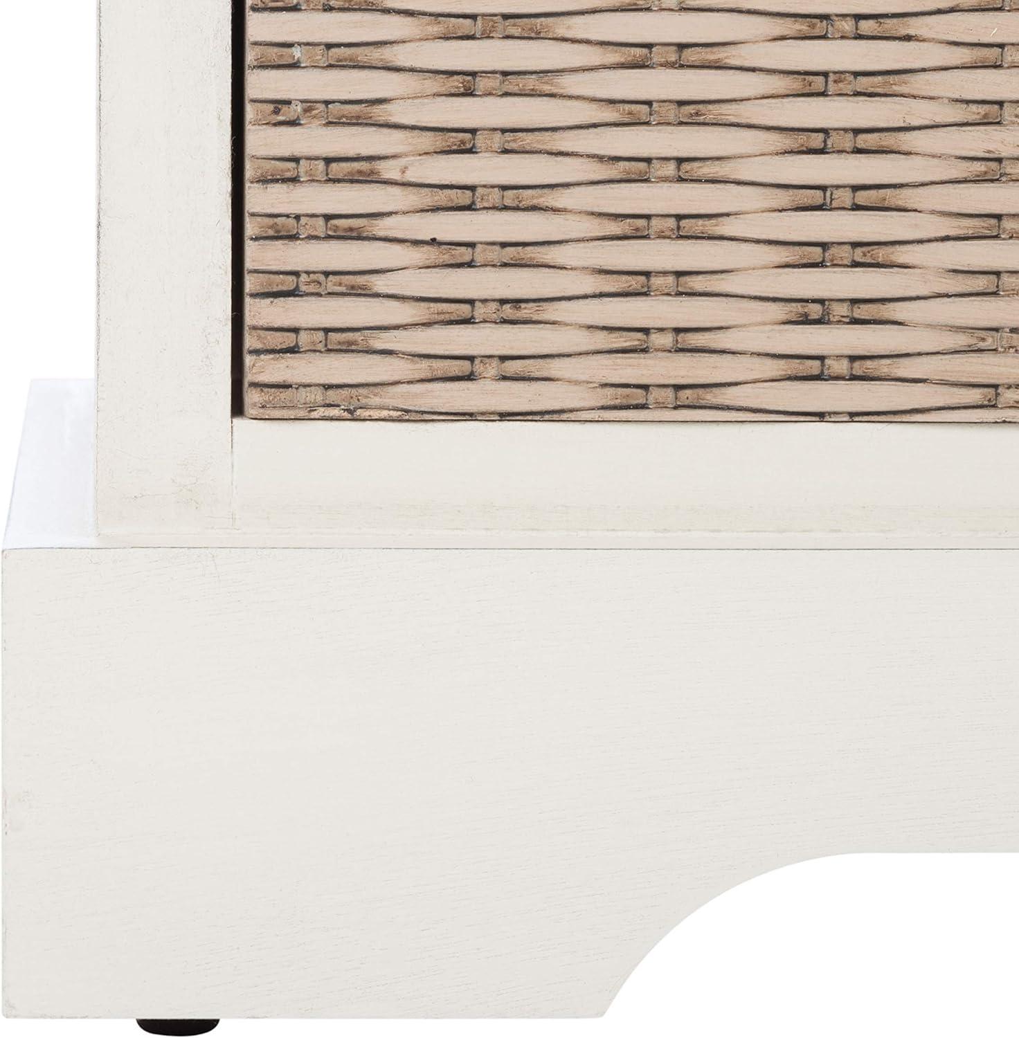 Landers 2 Drawer/Cushion Storage Bench - Distressed White - Safavieh