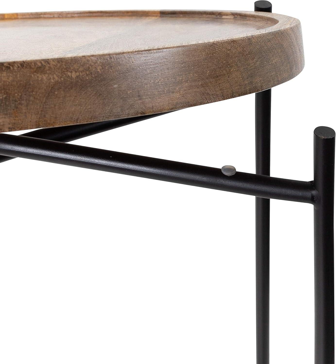 Kate and Laurel Vale Round Metal Side Table, 16x16x25, Natural and Black