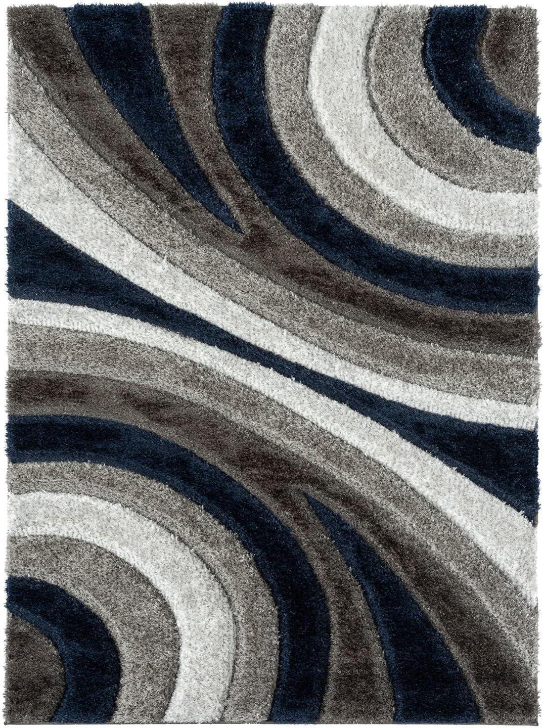 Luxe Weavers Modern Shag Geometric Area Rug, Turquoise 5x7