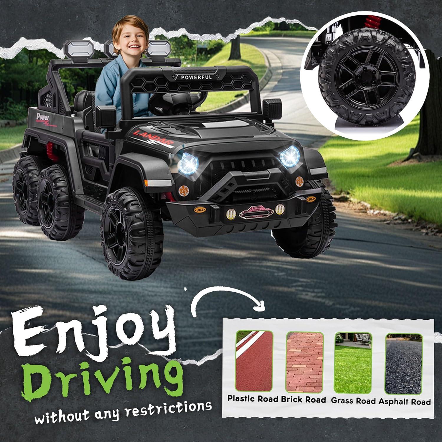 Ancheer 24V Real 2 Seater Ride On Toys Electric SUV Jeep Car With Remote Control,2WD/4WD Switchable, 4X100W Motor, Bluetooth, Music, USB, Lights