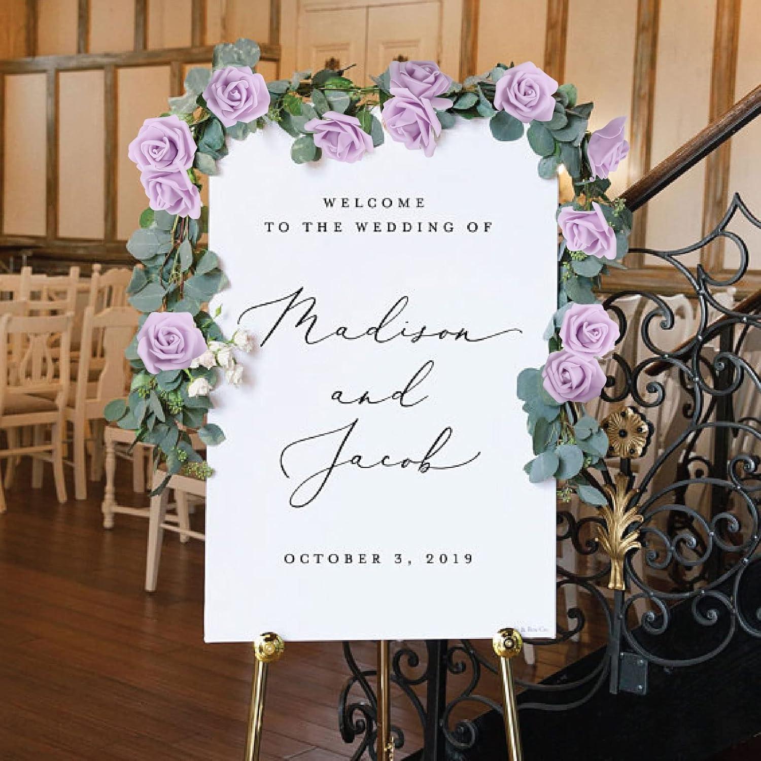 Juvale 100 Pack Purple Artificial Flowers, Bulk Stemless Fake Foam Roses for Wedding, Decorations, Bouquets, 3 in