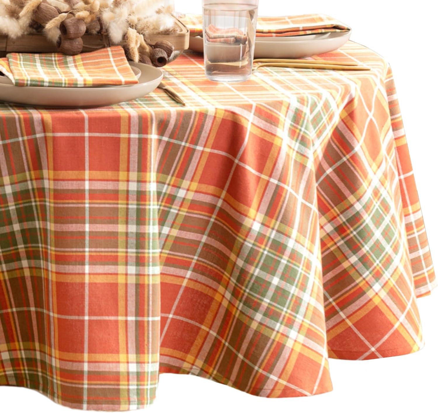 Elrene Hawley Plaid Harvest Cotton Tablecloth - Elrene Home Fashions