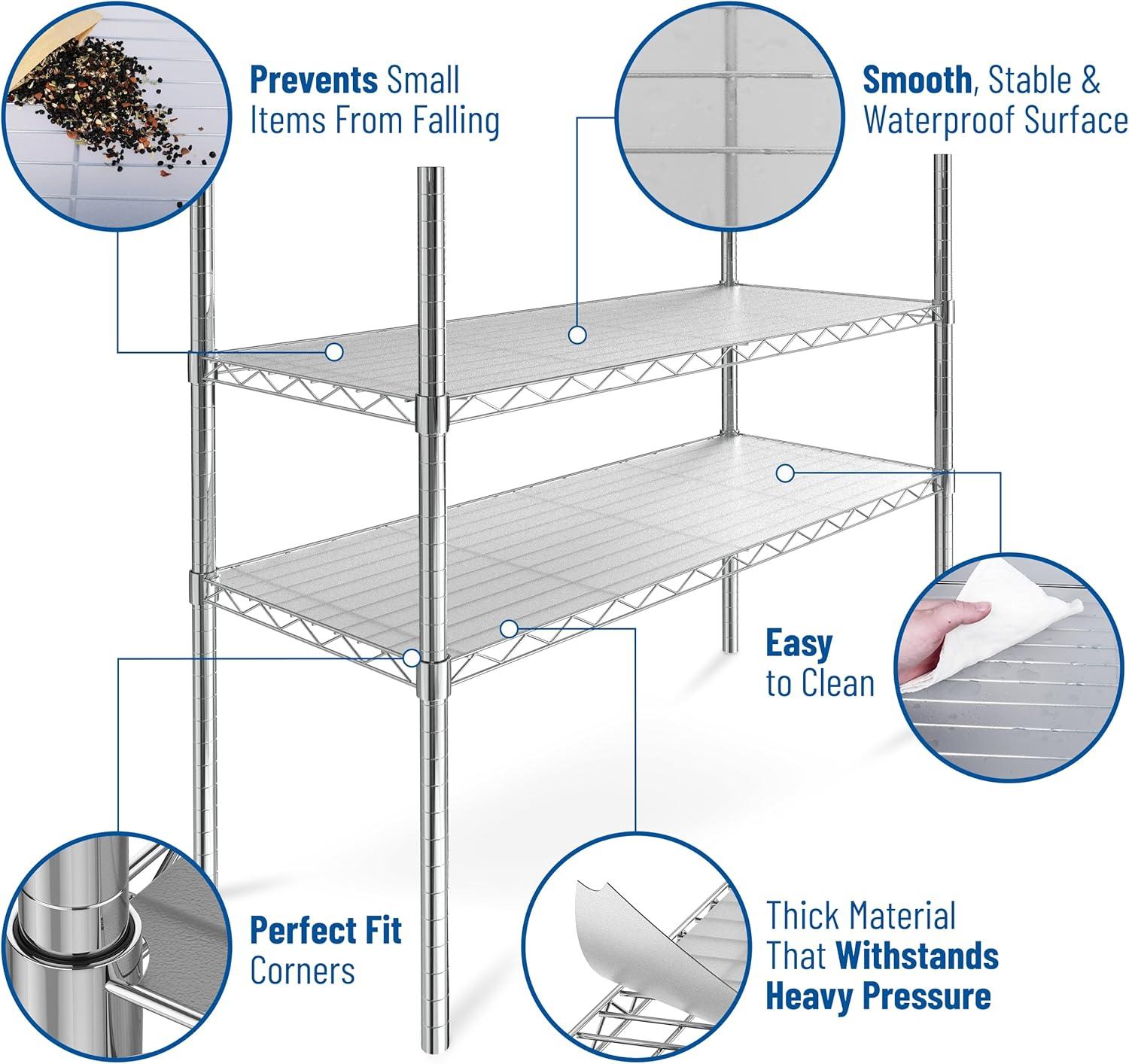 Sterling Shelf Liners Set of 3 - Fits Sandusky Wire Shelves, Graphite, 14x24 - USA Made