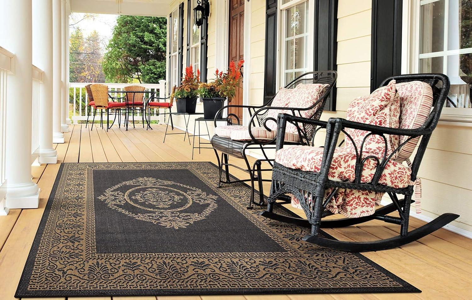 Couristan Recife Antique Medallion Area Rug, 7'6" x 10'9", Black-Cocoa