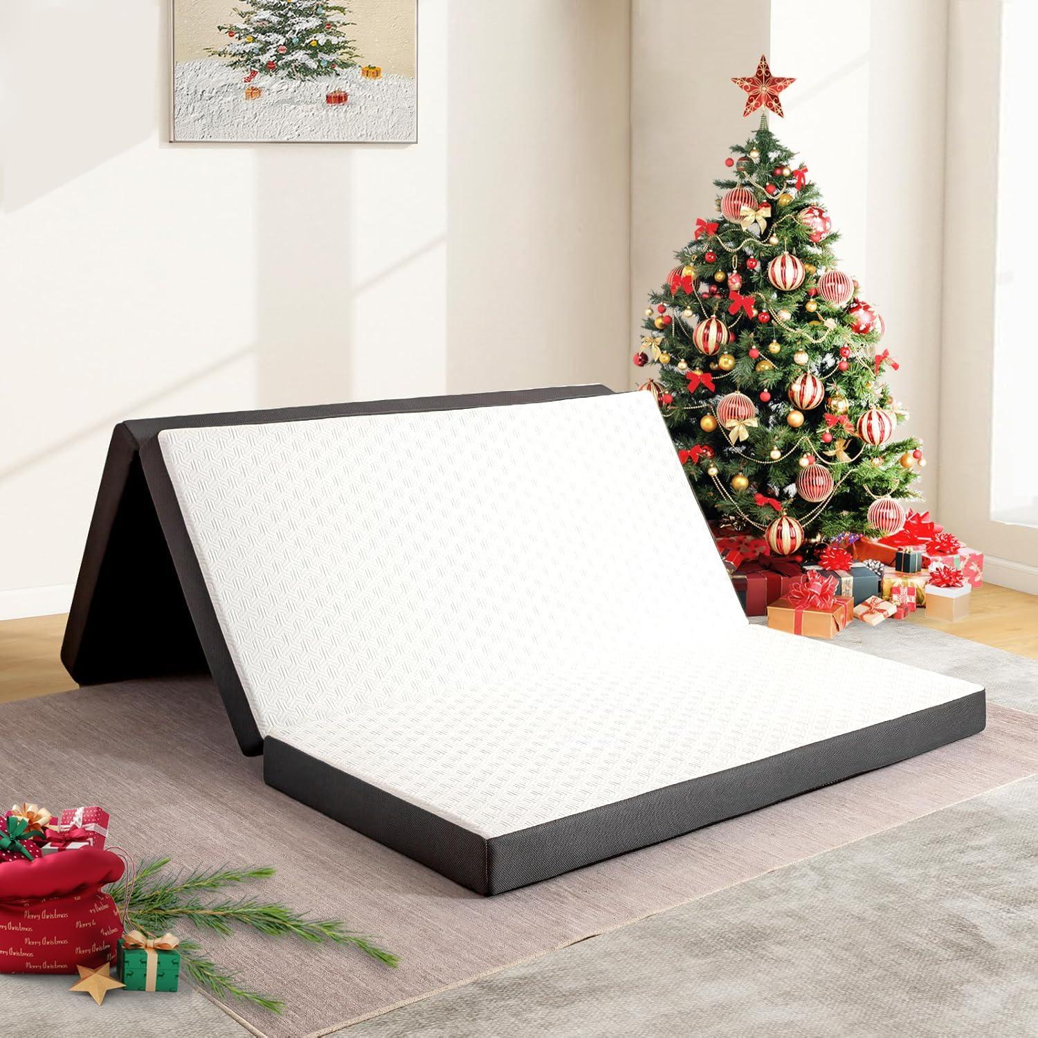 Foldable Gel Memory Foam Mattress with Bamboo Fiber Cover, 75" x 25" x 4"