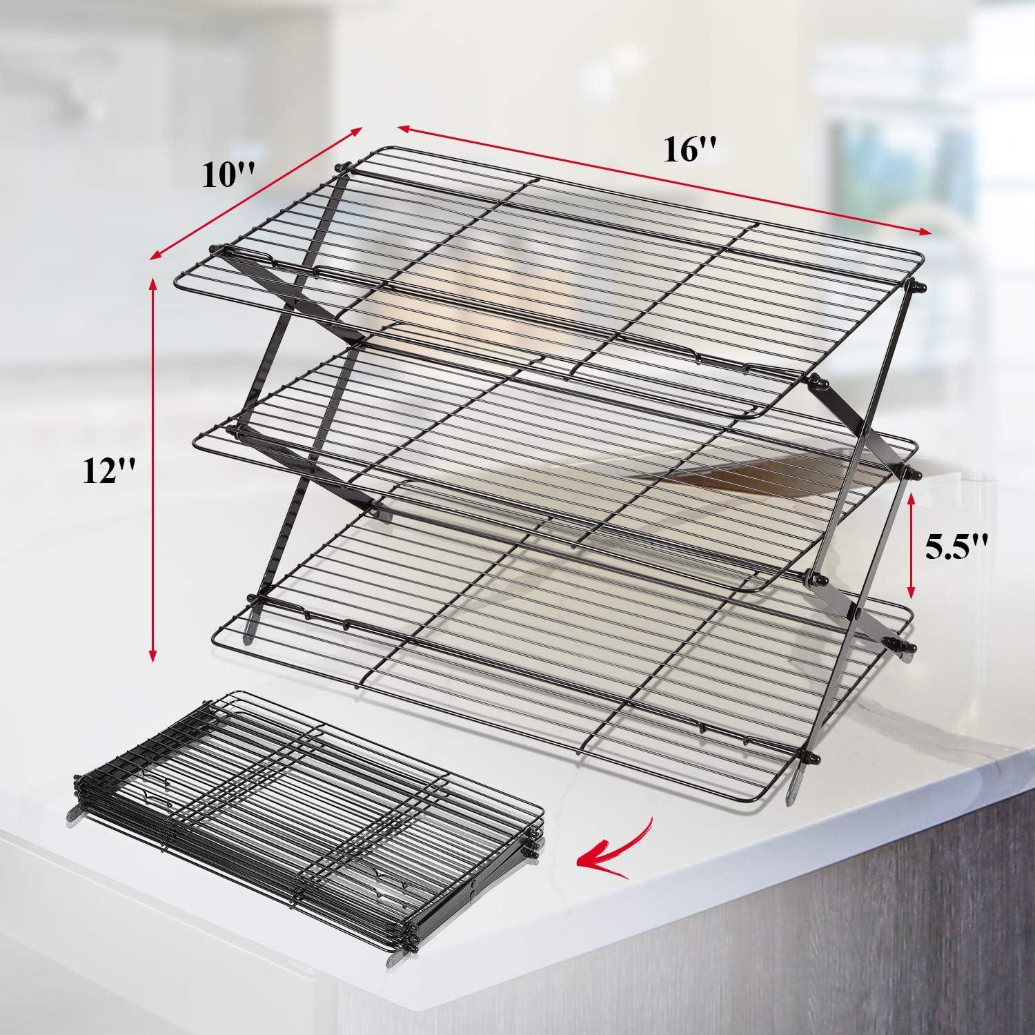 3-Tier Collapsible Cooling Rack For Baking - Expandable & Foldable Cookie Cooling Wire Rack - Baking Rack - Foldable Cooling Rack For Baking Supplies - Premium Quality & Sturdy Legs