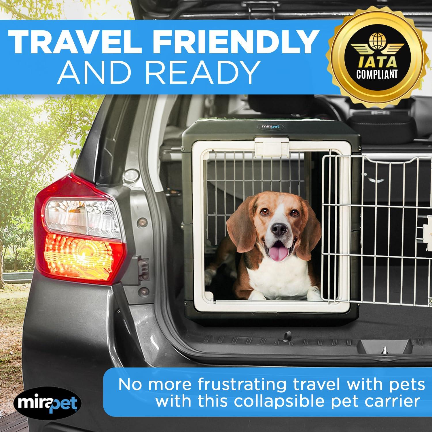Mirapet USA Pet Carrier & Crate 26" - Premium Collapsible Design for Medium Cats and Dogs-360-Degree Ventilation & Hard Plastic Wall Protection