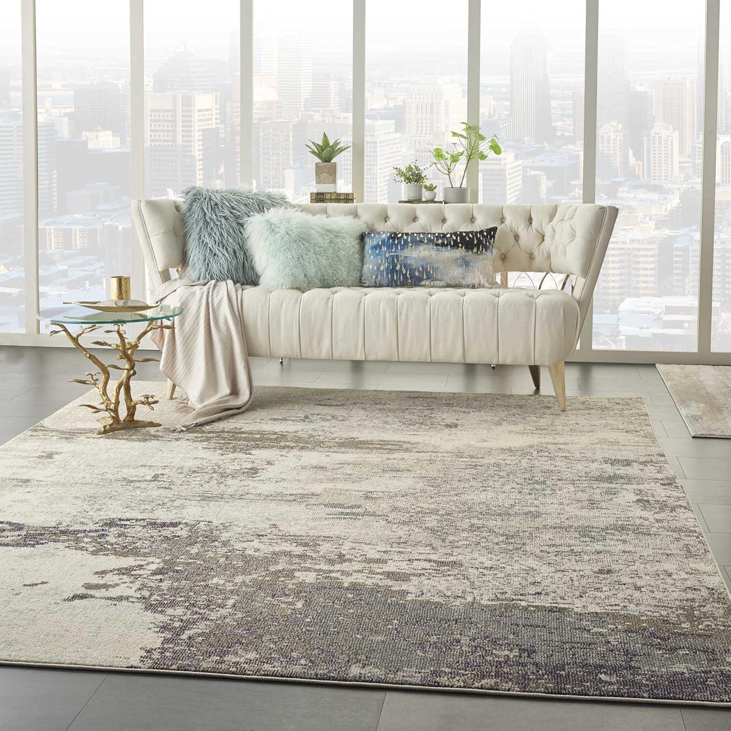 Nourison Celestial CES02 Indoor only Area Rug - Ivory/Grey 10' x 14'