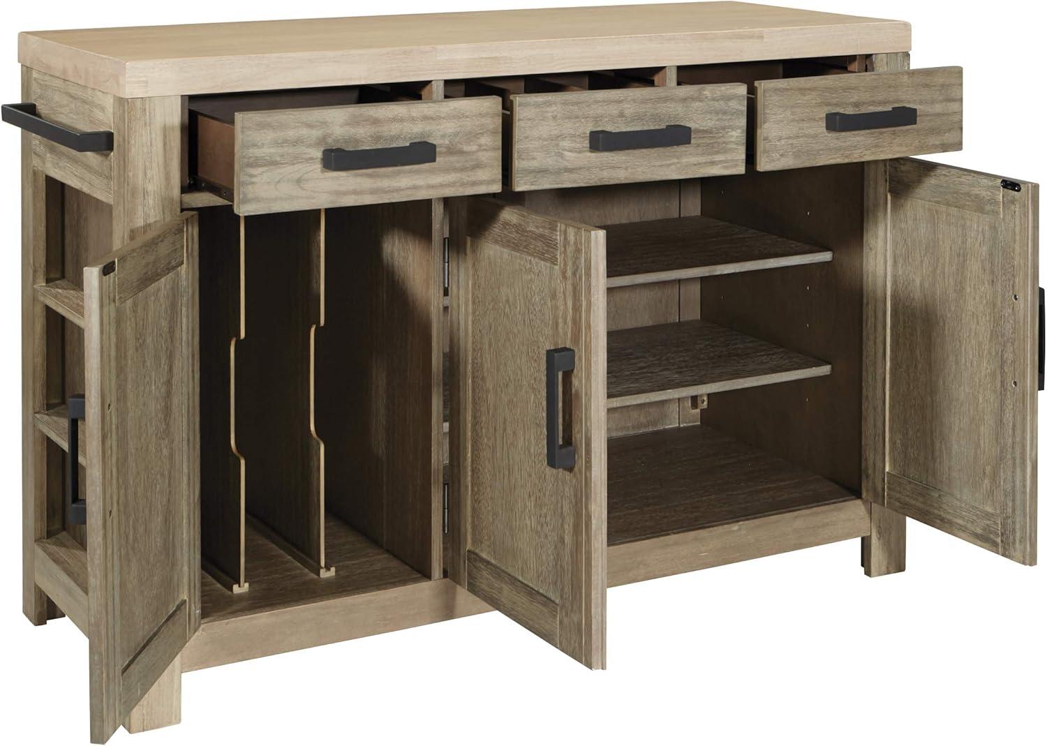 Rustic Brown Wood Kitchen Island with Spice Rack