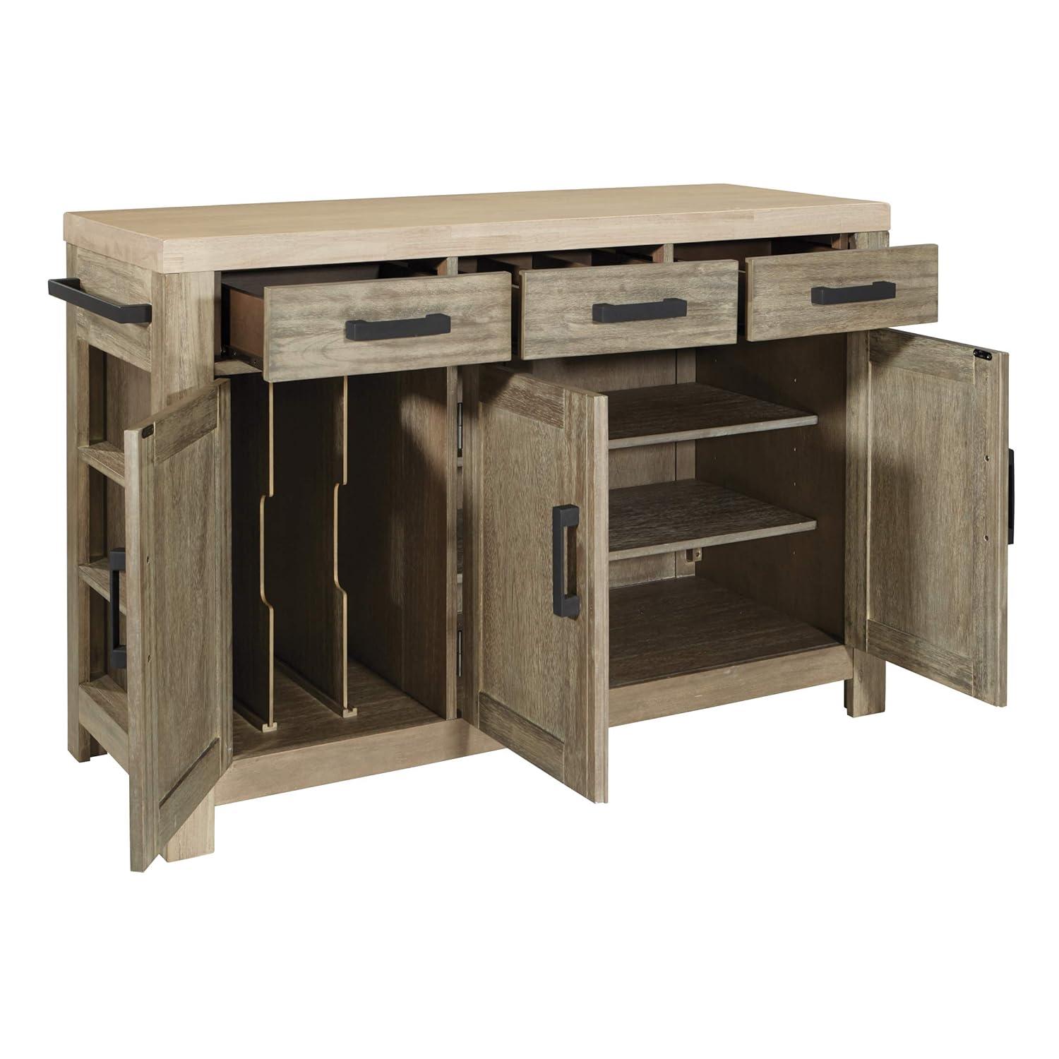 OSP Home Furnishings Cocina Kitchen Island with Spice Rack and Wood Top