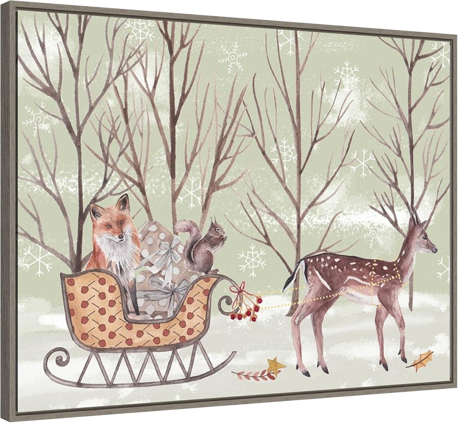 30" x 22" Christmas Time I Framed Wall Canvas - Amanti Art: Holiday Decor, Xmas Lithograph