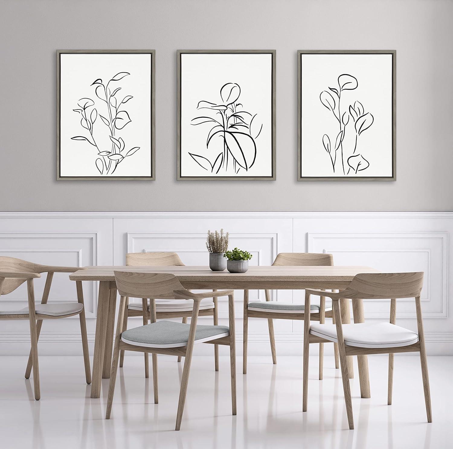 Kate and Laurel Sylvie Botanical Sketch Print No 3 Framed Canvas by The Creative Bunch Studio