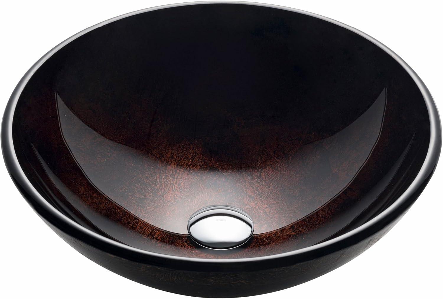 Copper Glass Circular Vessel Bathroom Sink