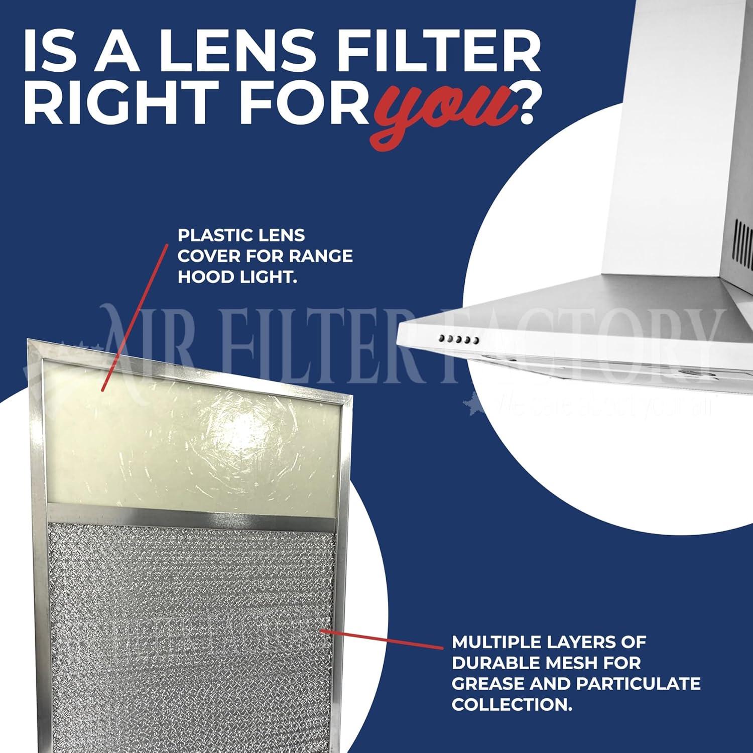 Air Filter Factory Replacement for 883149 Whirlpool Range Hood Combo Lens Filter