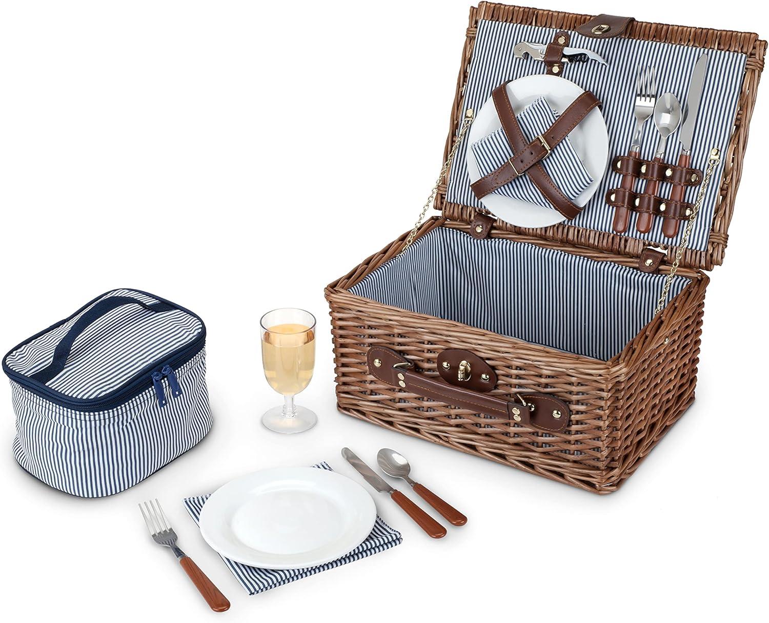 Seaside Newport Wicker Picnic Basket Set