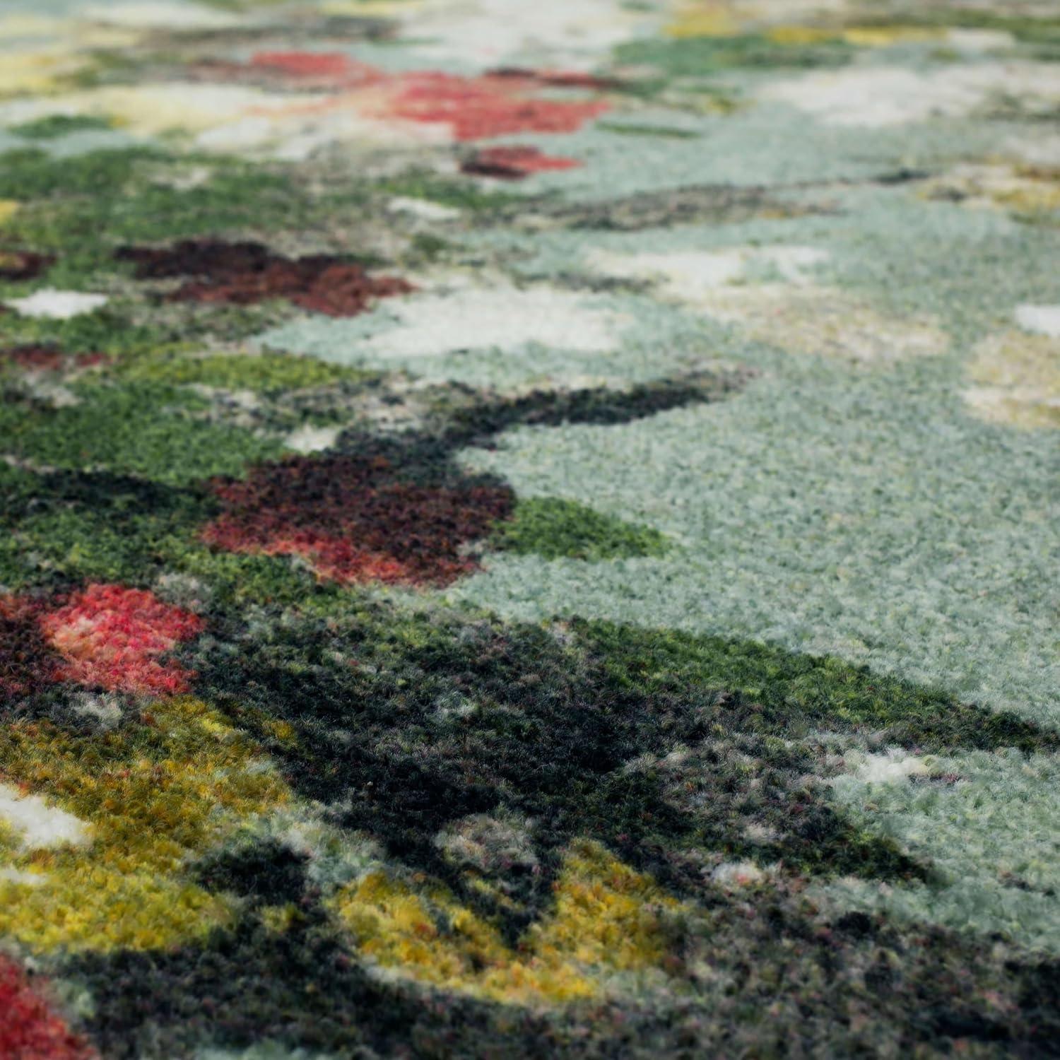 Mohawk Home Prismatic Merging Floral Multi Transitional Floral Precision Printed Area Rug, 8'x10', Green & Yellow