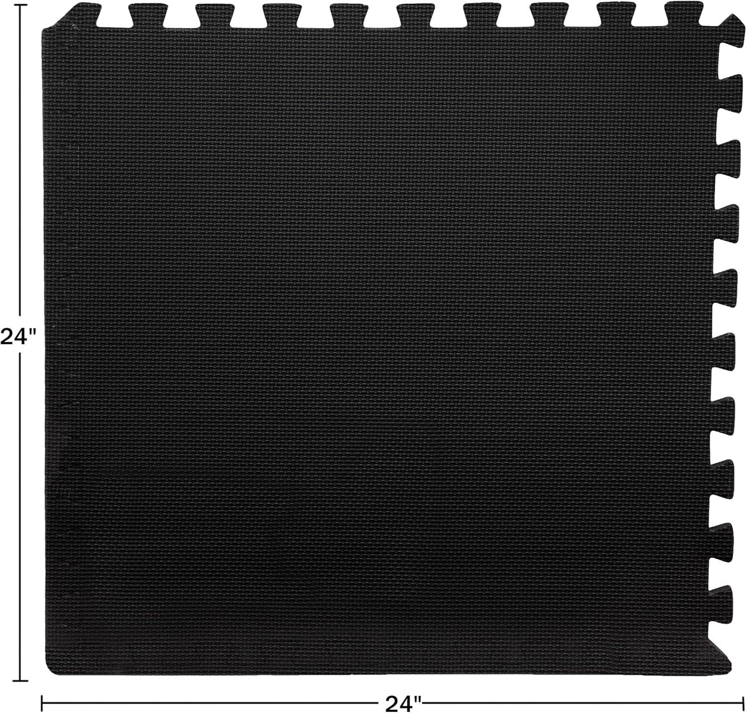 EVA Foam Mat Tiles 24-Pack - 96 SQ FT of Interlocking Padding for Garage, Playroom, or Gym Flooring - Exercise Mat or Baby Playmat by Stalwart (Black)