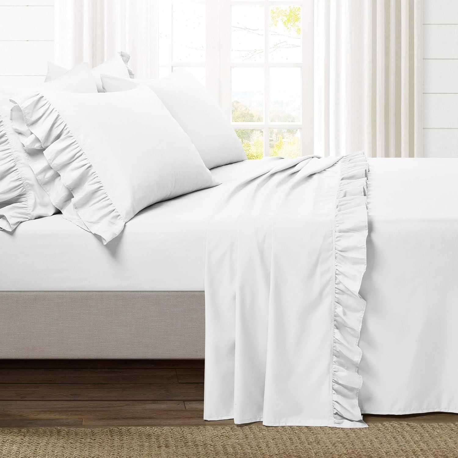 Lush Decor Solid Print Sheet Sets, Twin, White, 4-Pieces