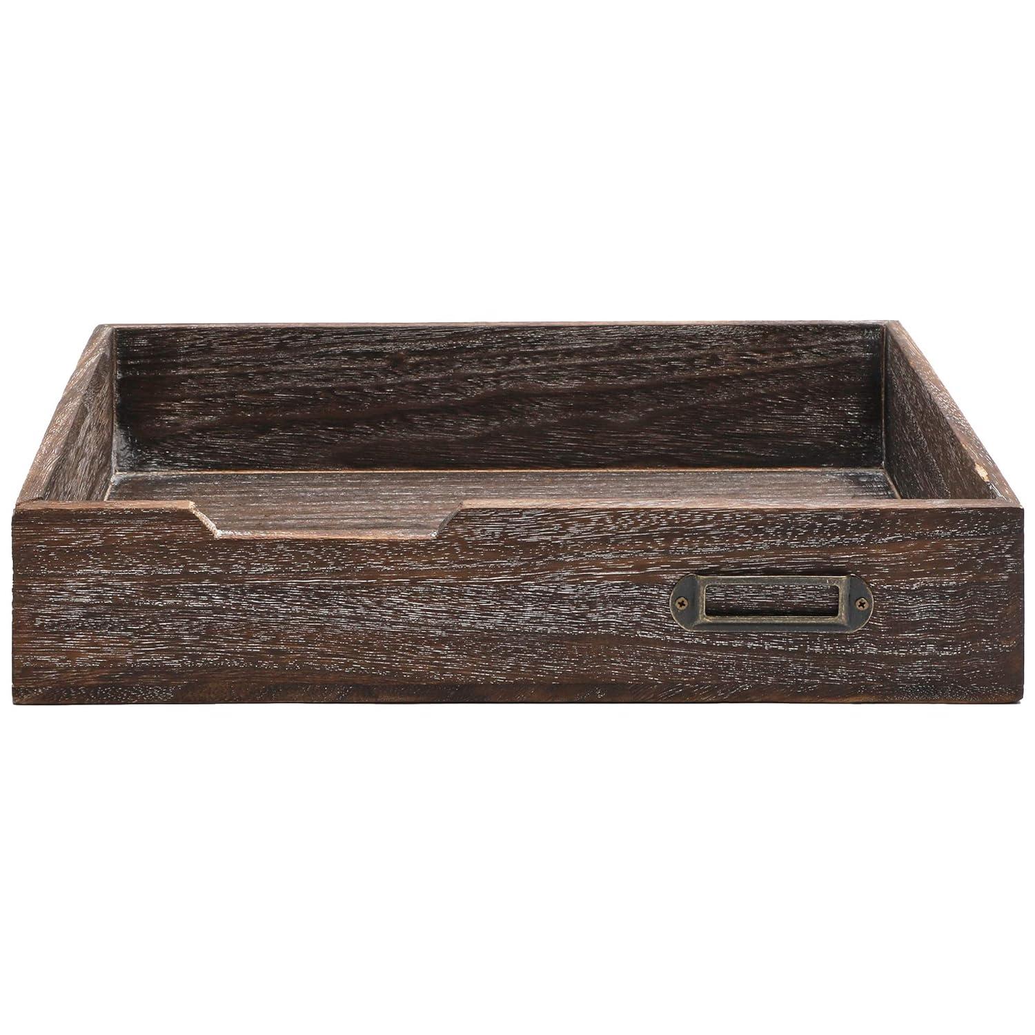 Juvale Rustic Wood Stackable Paper Tray, Vintage Office Desk Desktop Holder Organizer for Documents Files Folders Magazines, 10.5 inches
