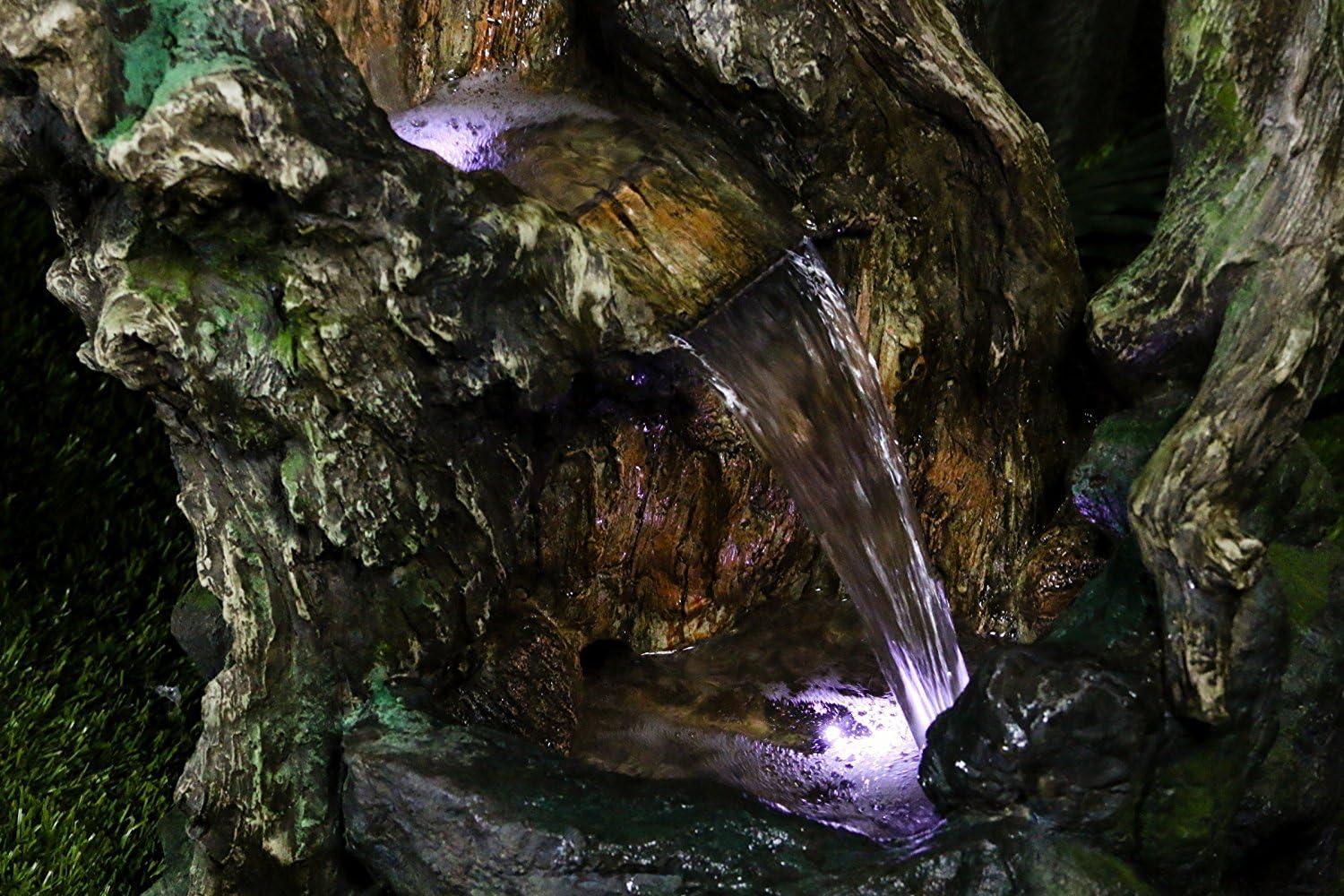 Rustic 39" Brown Tree Trunk Water Fountain with LED Lights