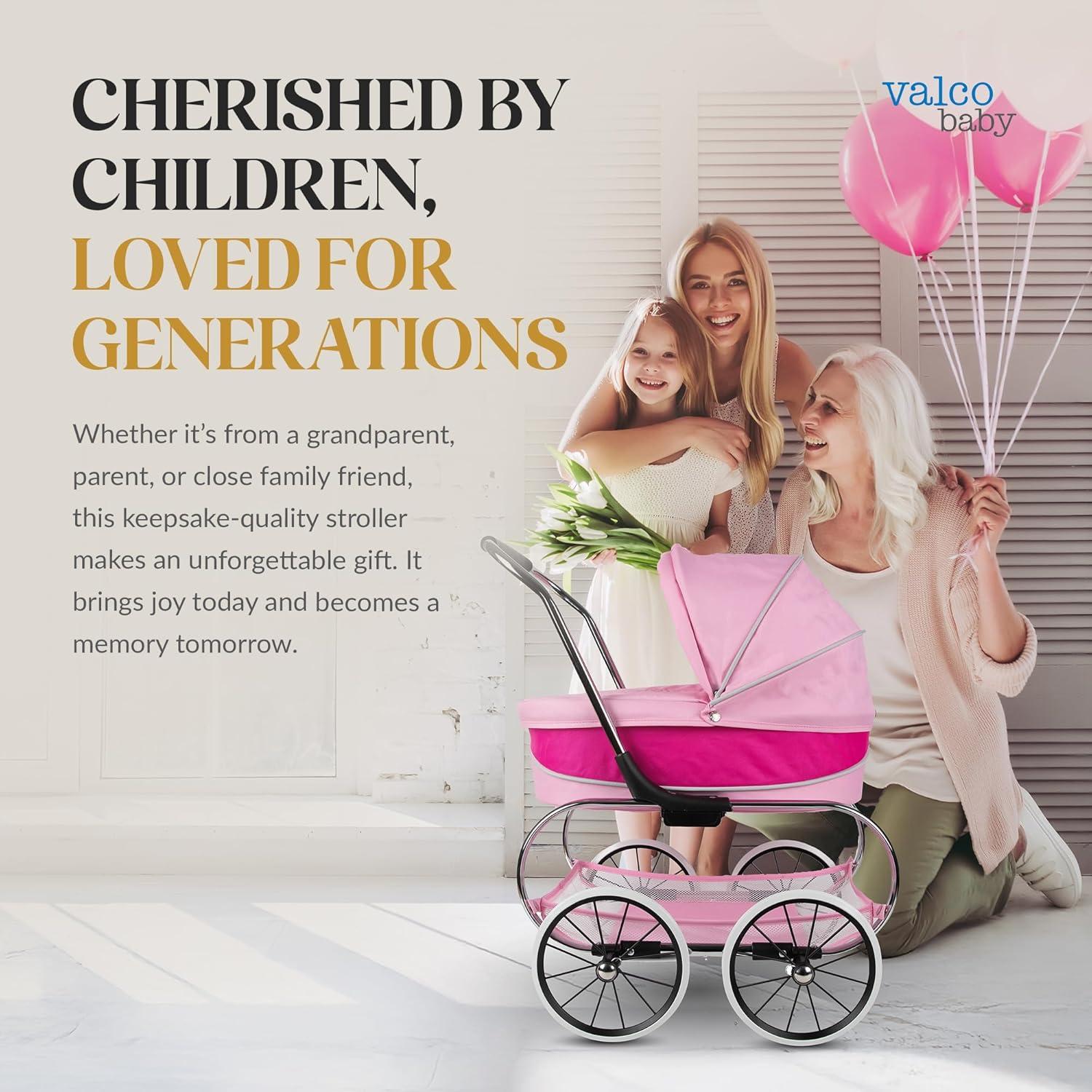 Valco Baby Princess Doll Stroller, High Quality Toy Stroller for Toddlers & Children, Excellent Holiday Gift for Realistic Pretend Play