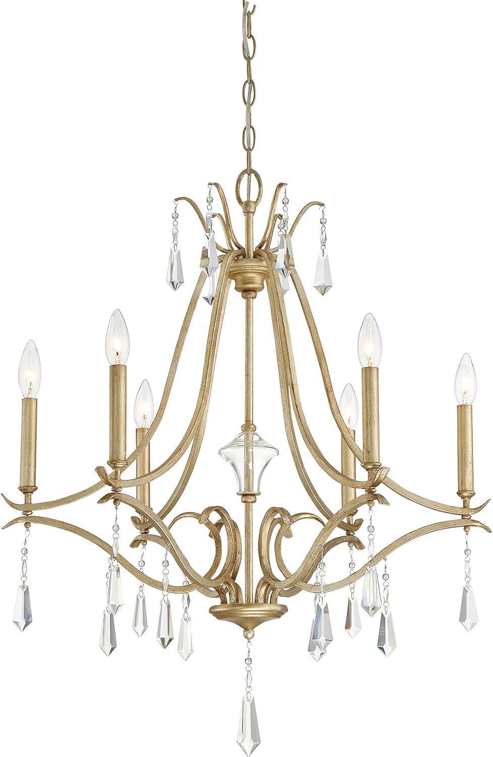 Minka Lavery Aged Brio Gold Chandelier 26 3/4" Wide French Clear Crystal 6-Light Fixture for Dining Room House Kitchen Entryway