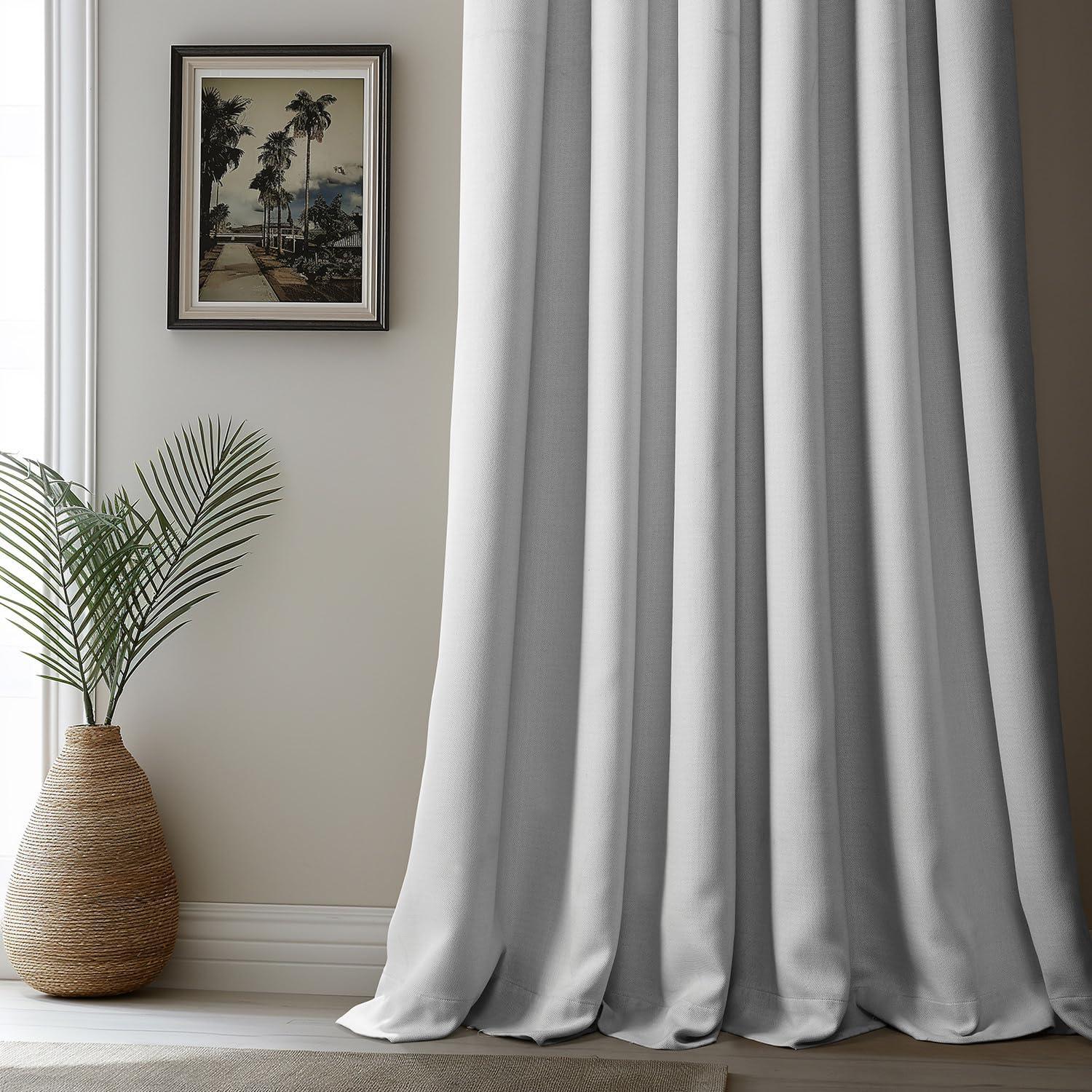 Oyster Faux Linen Room Darkening Curtain (1 Panel), Oyster, 50W X 96L