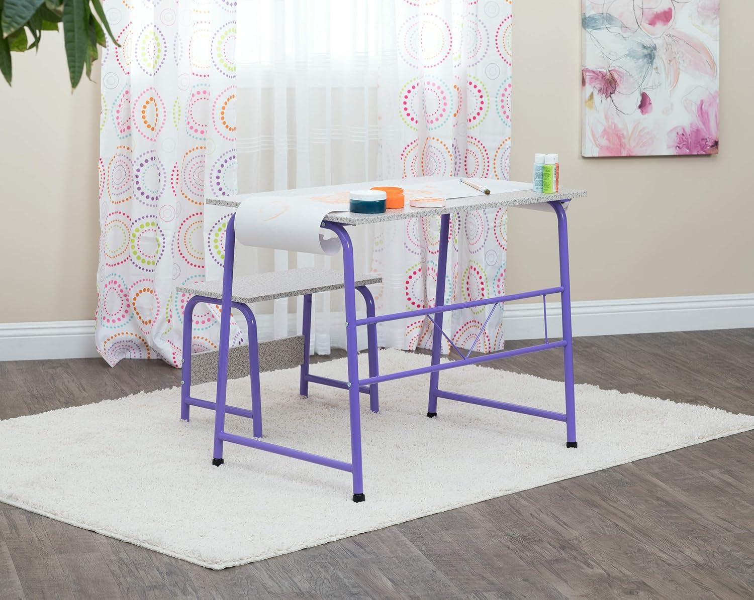 SD Studio Designs Project Center, 55127 Craft Table Play Desk with Bench, Purple/Spatter Gray, 37.75"W x 21.75"D x 28"H
