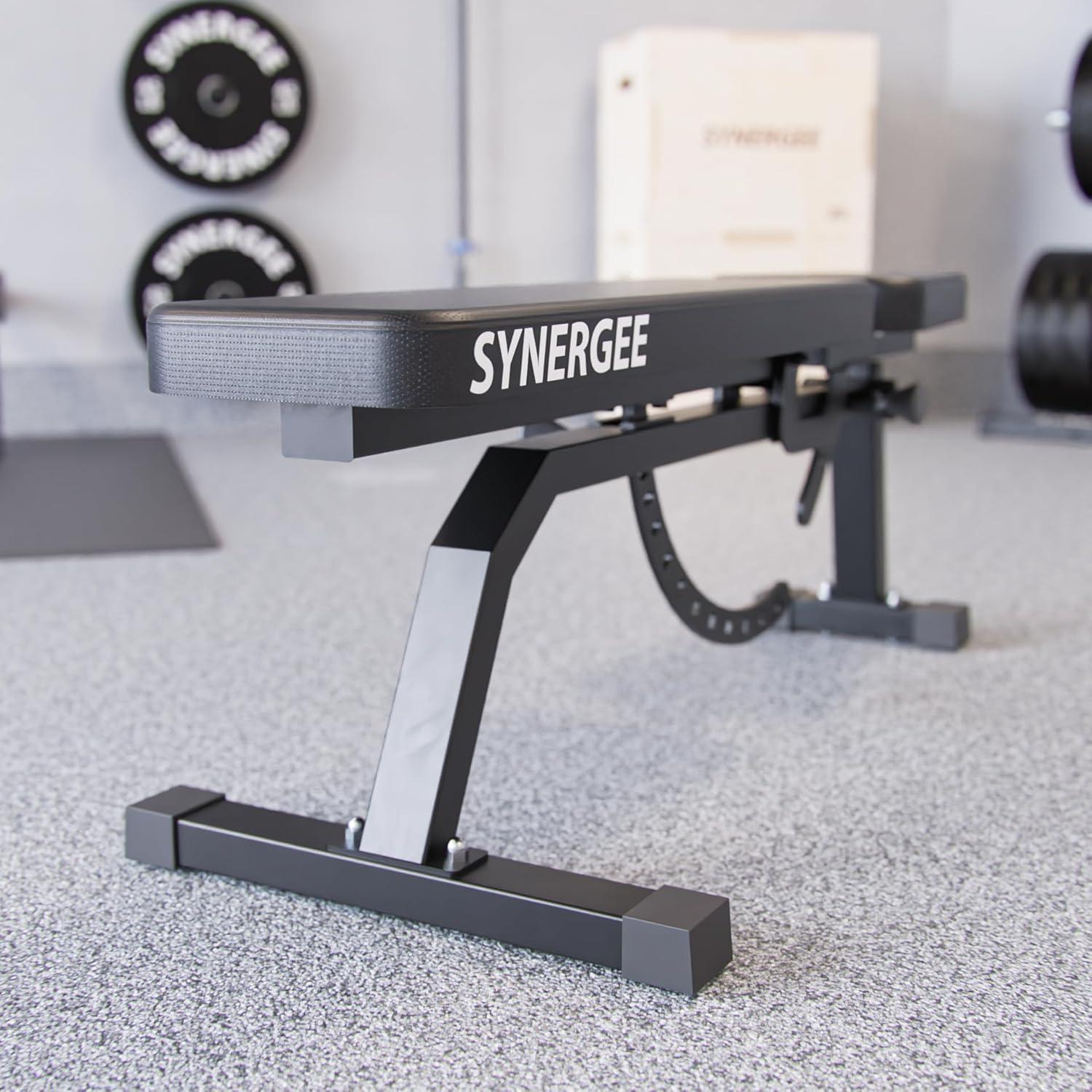 Synergee Banco de Entrenamiento Inclinado Ajustable Banco de Pesas para Ejercicios y Entrenamientos con Mancuernas y Barras. Ideal para Gimnasios Comerciales, Garajes y en Casa.