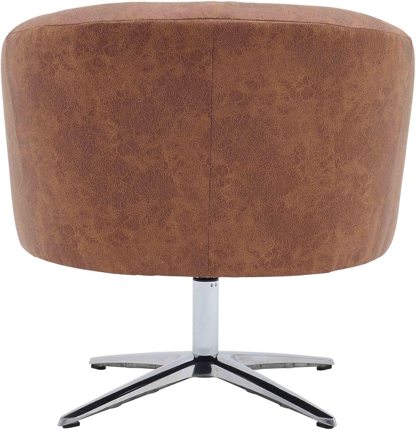 Devore Cocoa Faux Leather 30'' Swivel Accent Chair