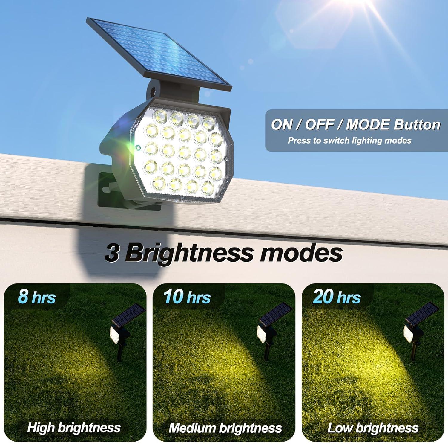 Black Solar Powered Outdoor Spot Lights with Adjustable Panels