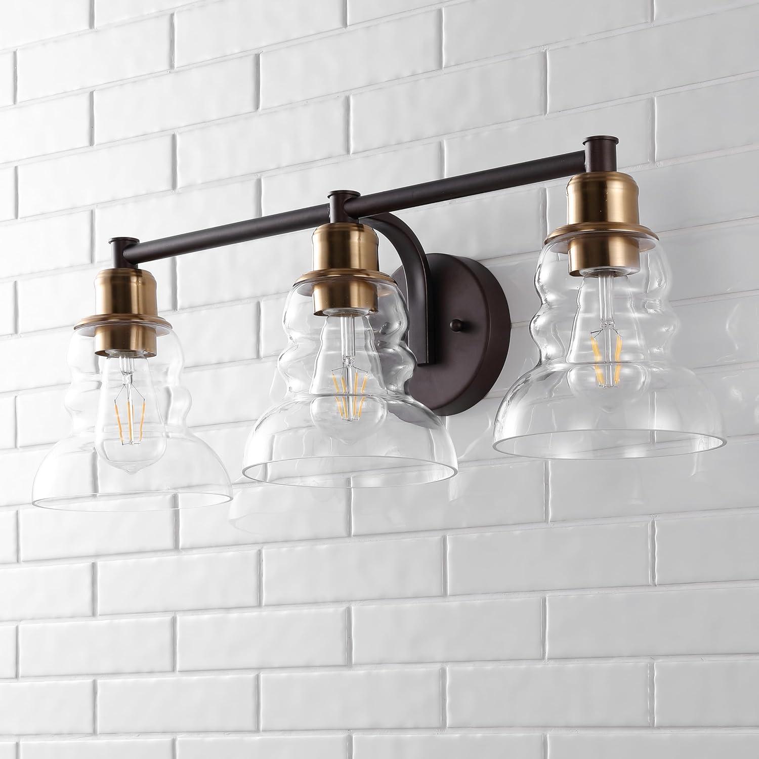 Manhattan 25.5" Brass and Bronze 3-Light Vanity Fixture