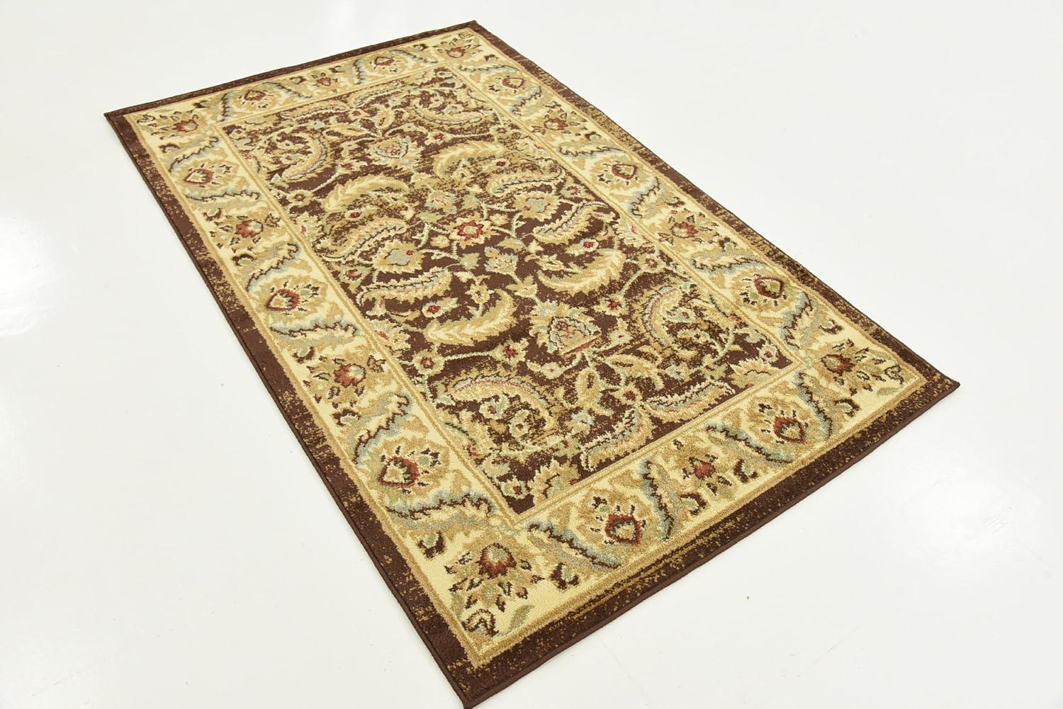 Unique Loom Voyage Collection Area Rug - Hickory (3' 3" x 5' 3" Rectangle Brown/Candy)