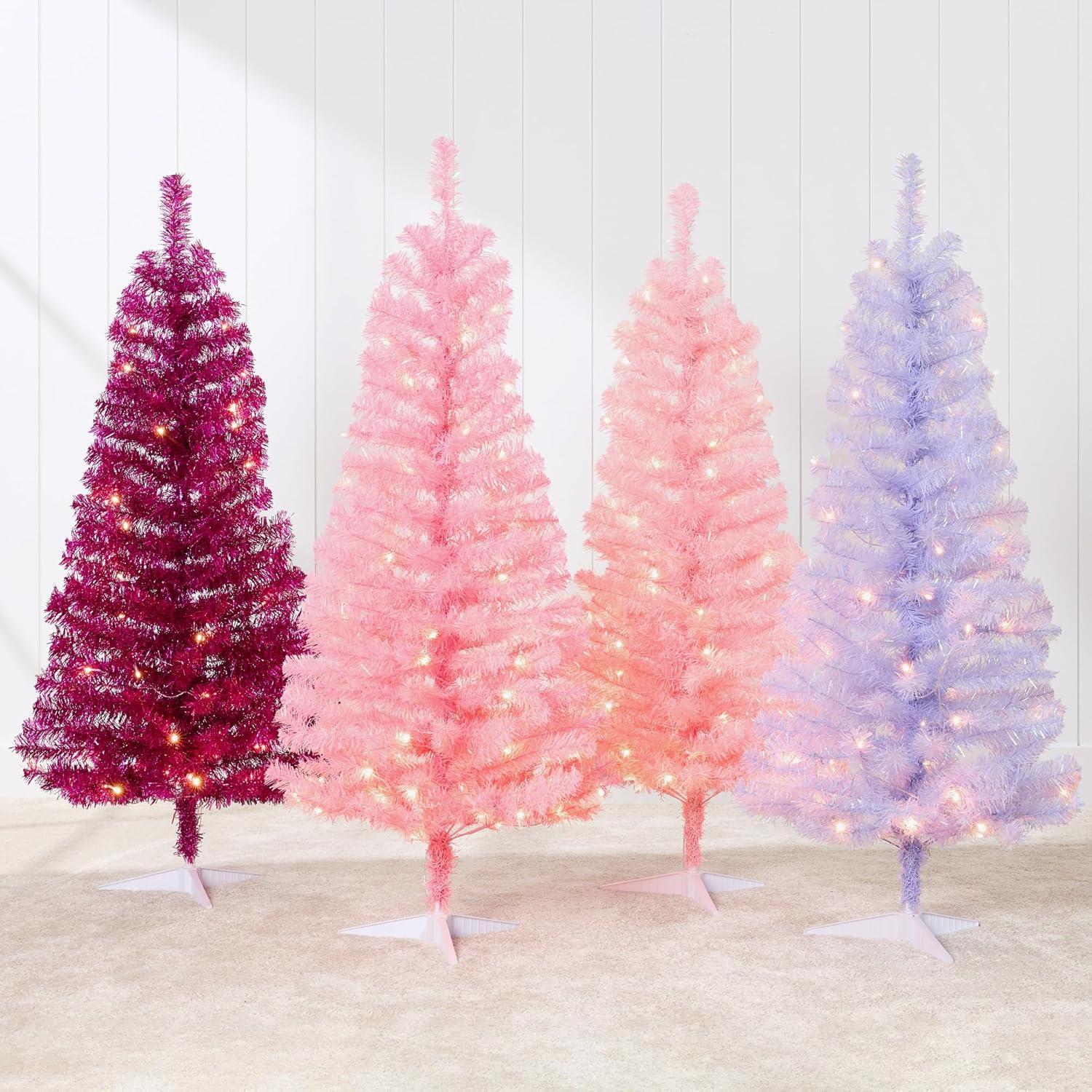 Best Choice Products 4ft Prelit Colored Christmas Tree, Artificial Tree Holiday Decor w/ LED Lights - Lavender