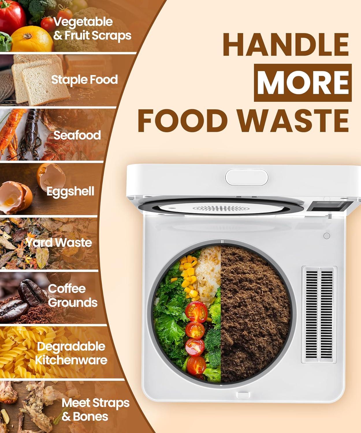 Electric Composter for Kitchen, 3.3L, Smart Compost Bin, Odorless/Auto-Cleaning, 2 Modes, Blade Upgrade, Food Waste to Fertilizer