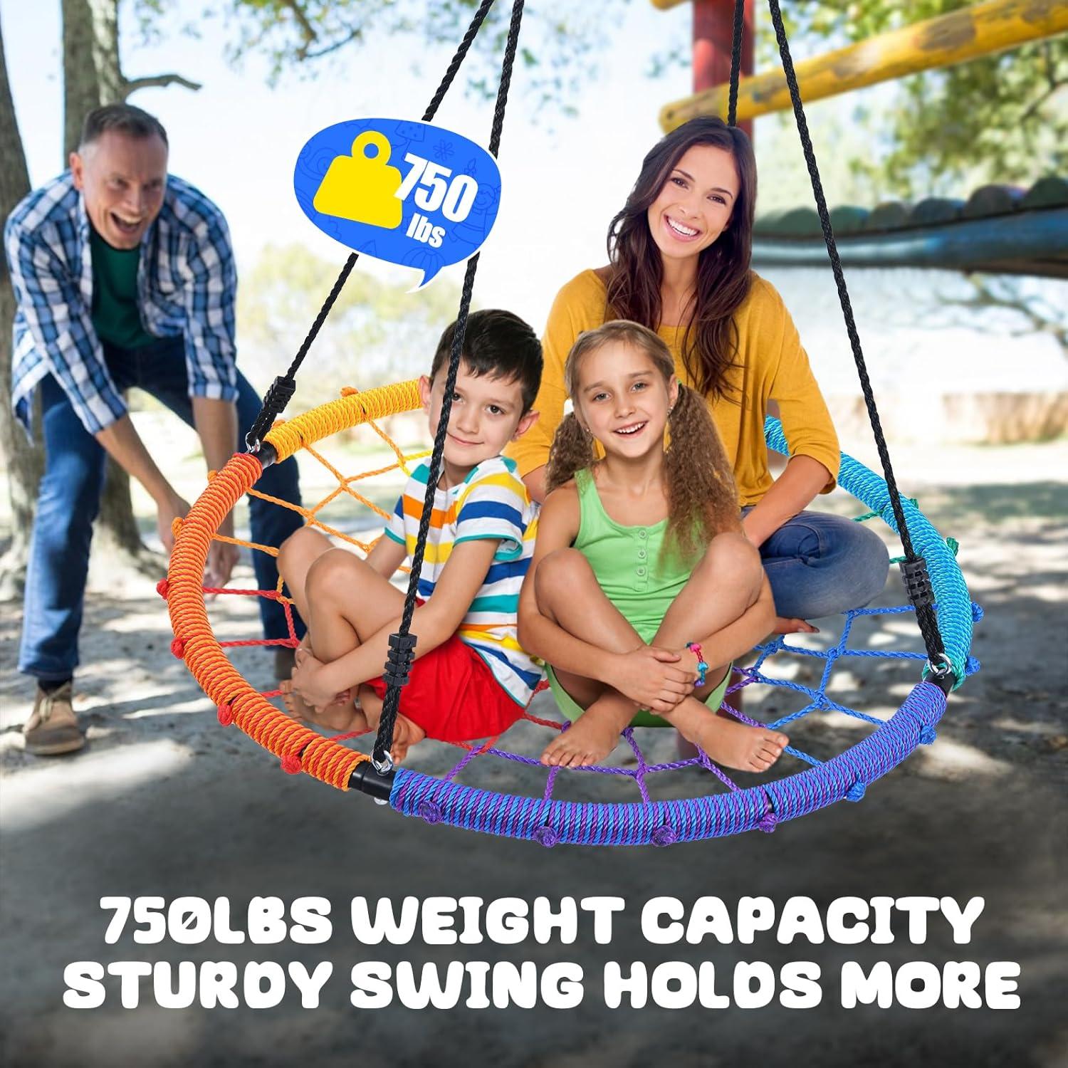 Trekassy 750lb Spider Web Swing 40" Saucer Tree Swing with Straps for Kids Outdoor Playground