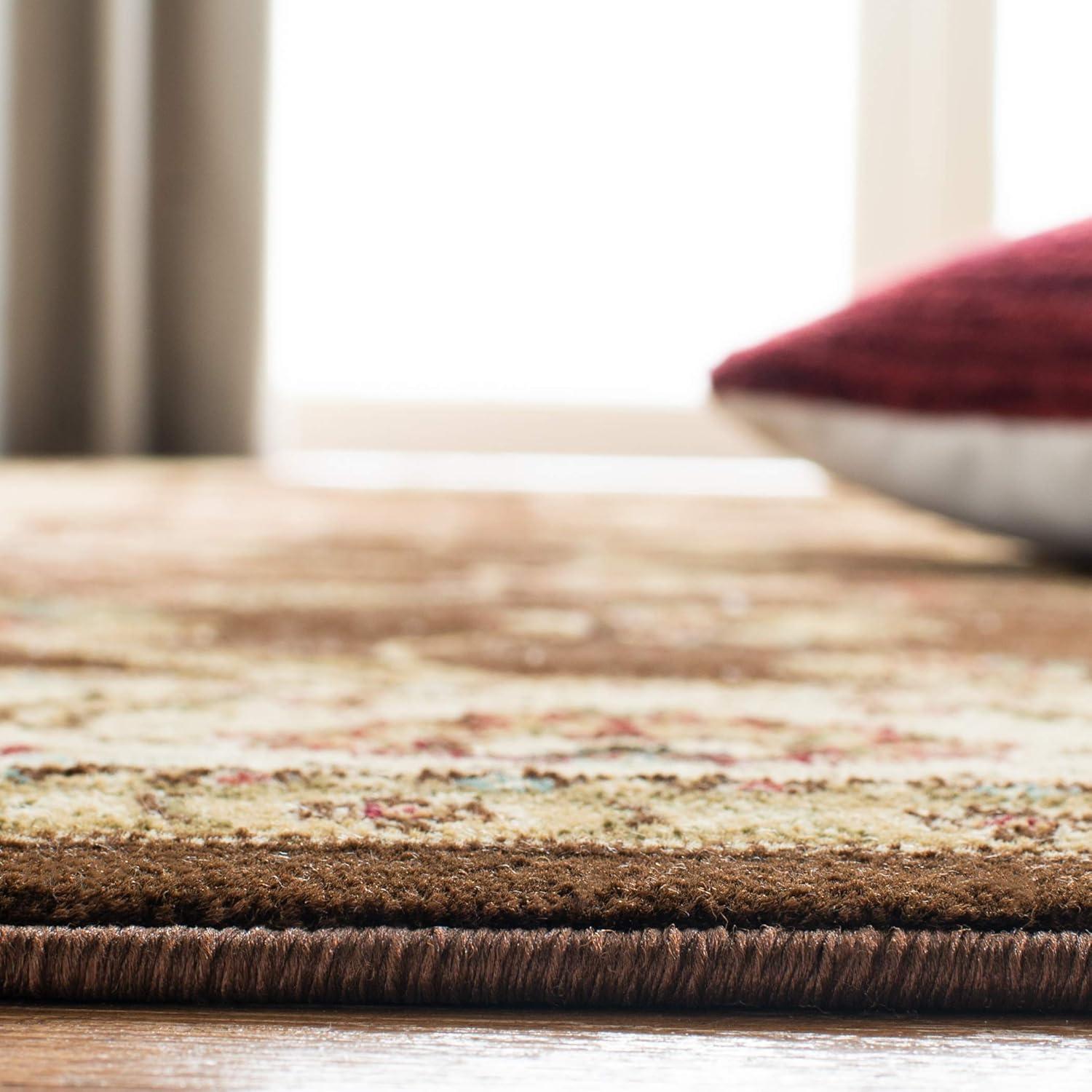 Lyndhurst LNH553 Power Loomed Area Rug - Brown/Ivory - 5'3" Round - Safavieh