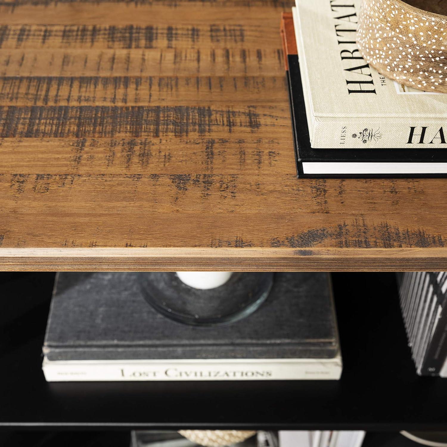 Walker Edison 52" Black and Barnwood Solid Wood Farmhouse Sideboard