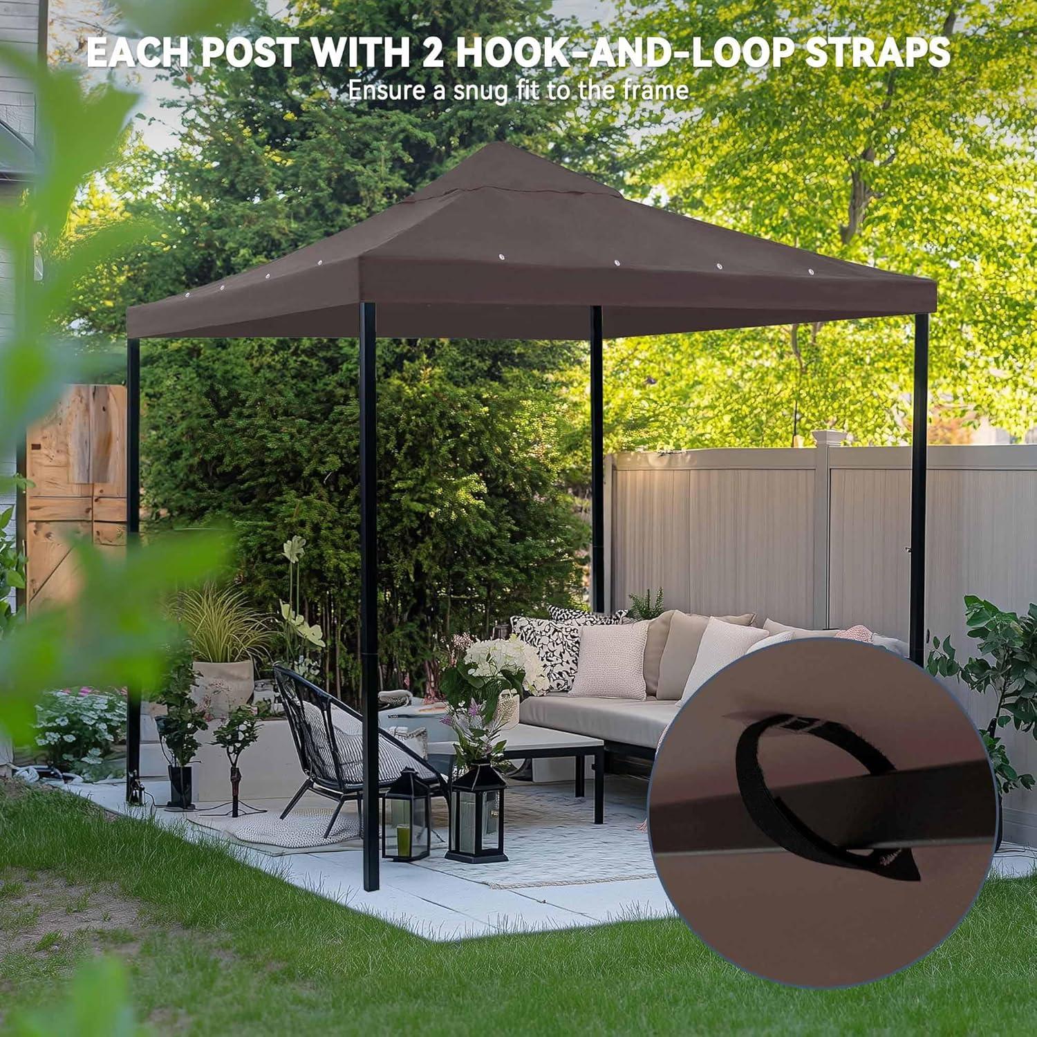 Yescom 10x10Ft Gazebo Top Replacement for beach cabanas for 1 Tier Outdoor Canopy Cover Patio Garden Yard Party Coffee Tan