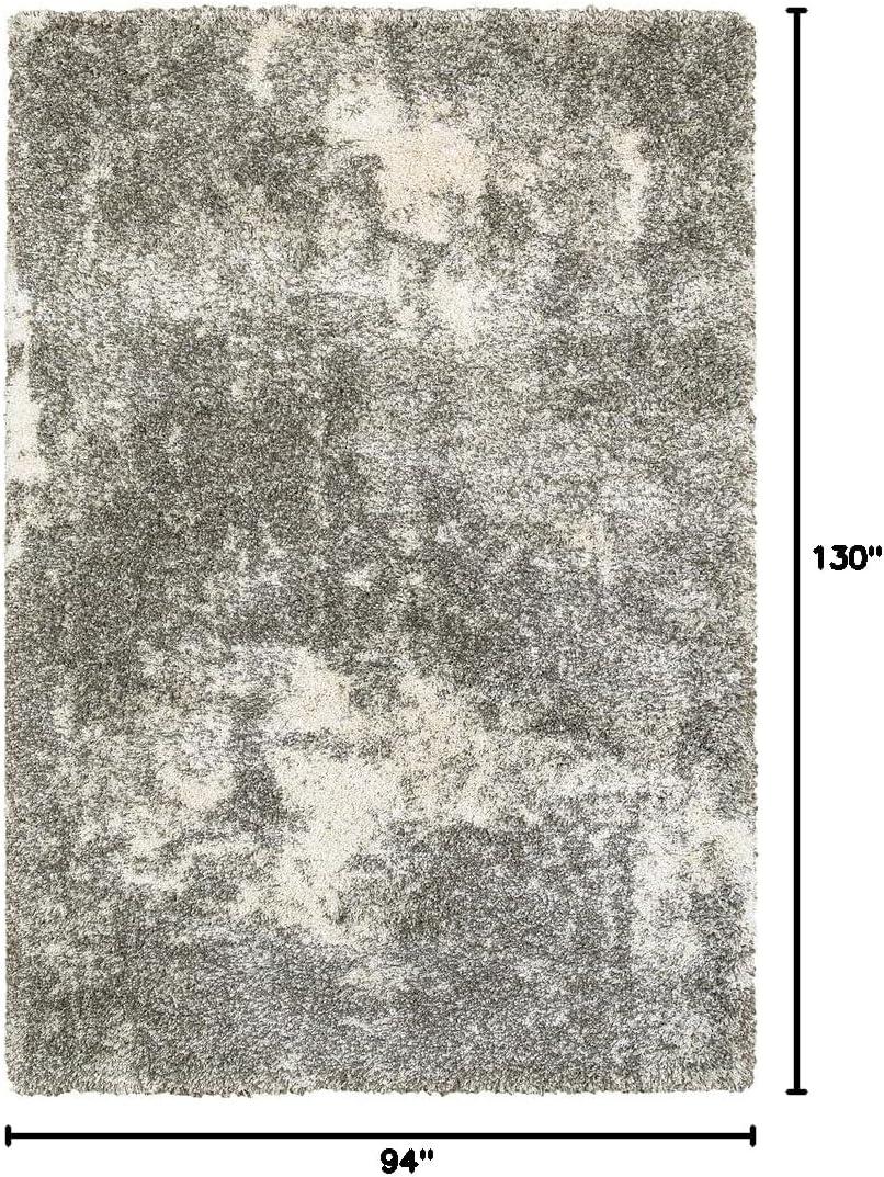 Oriental Weavers Henderson Shag Area Rug - 5503H - 7'10" x 10'10" - in Gray/ Ivory - Plush Soft Shag, Modern Style, Stain Resistant, Cushion Feel, Dining, Living Room Rug