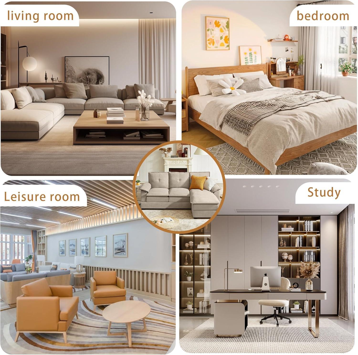 82" Convertible Sectional Sofa, L-Shaped Comfy Cloud Couch with Reversible Chaise and Padded Armrests, Modern Polyester 3 Seat Sofa Couches for Living Room (Green)