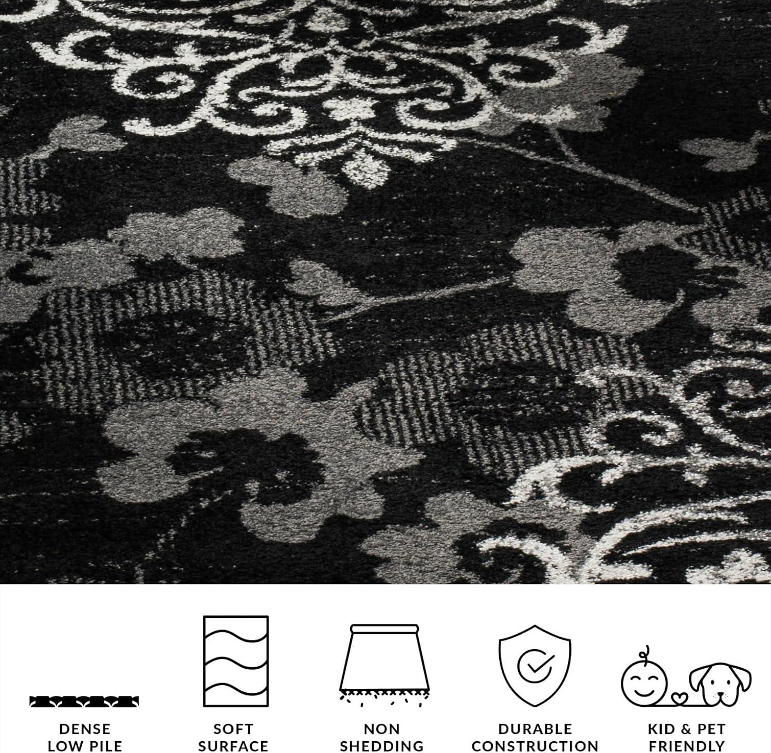 Adirondack ADR114 Machine Made Indoor Area Rug - Black/Silver - 9'x12' - Safavieh