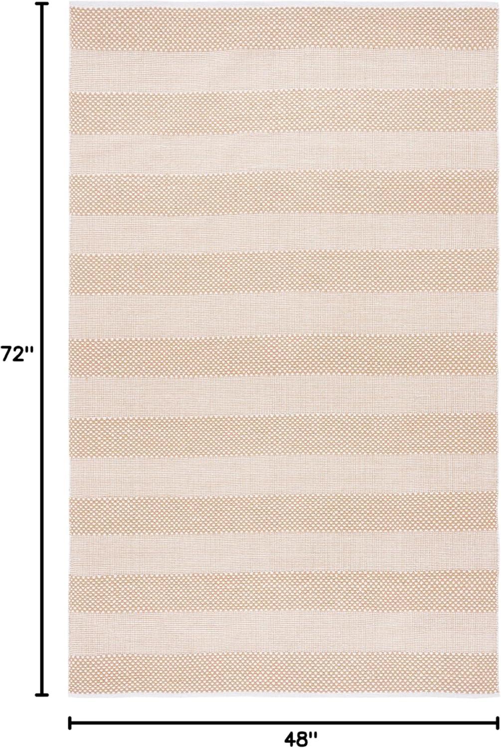 Striped Kilim STK802 Hand Woven Area Rug - Ivory/Gold - 4'x6' - Safavieh.