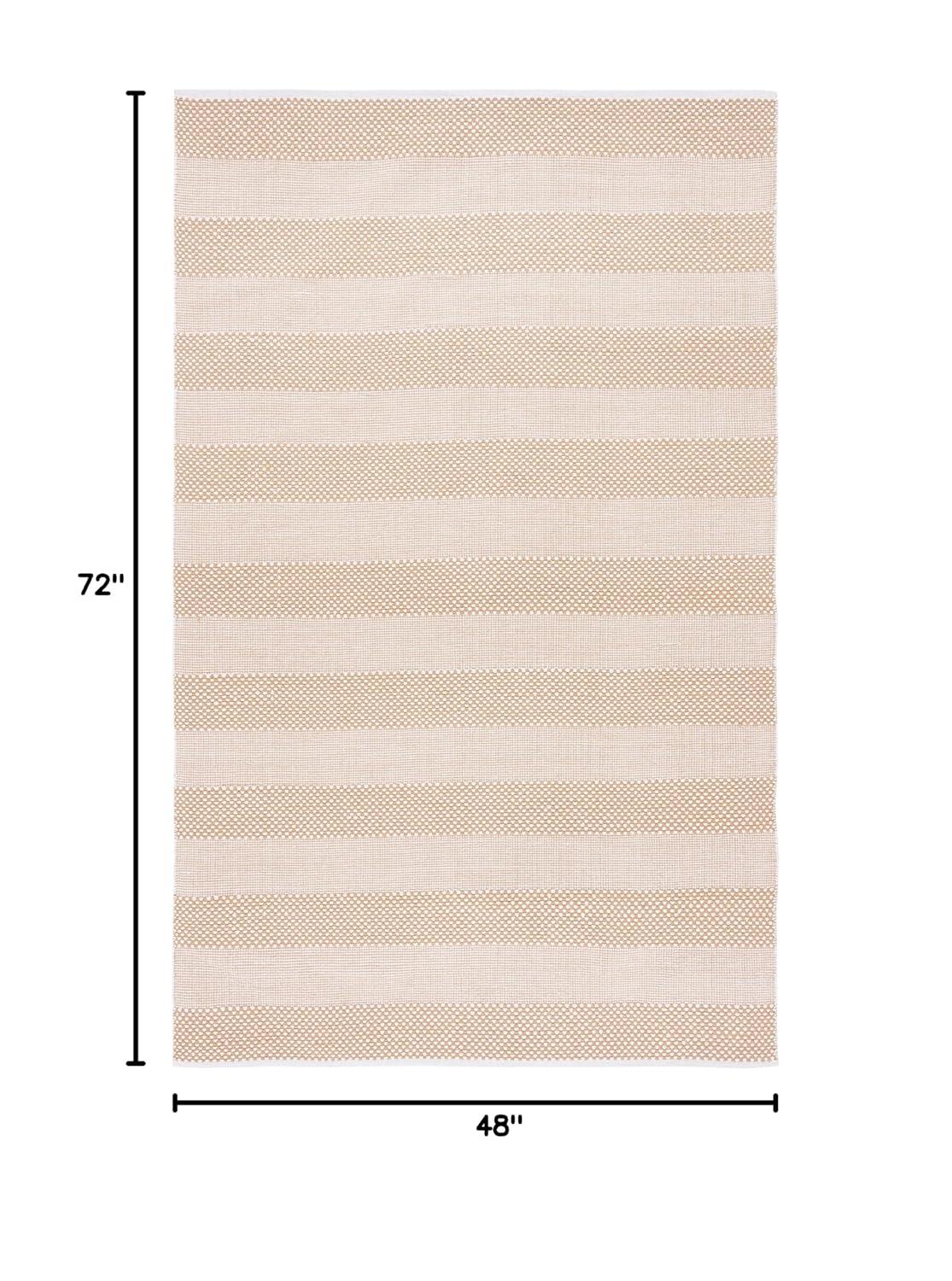 Striped Kilim STK802 Hand Woven Area Rug - Ivory/Gold - 4'x6' - Safavieh.