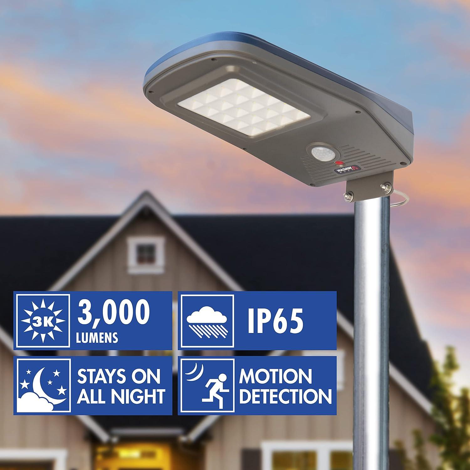 Solar-Powered 3000 Lumen Polycarbonate LED Floodlight with Remote