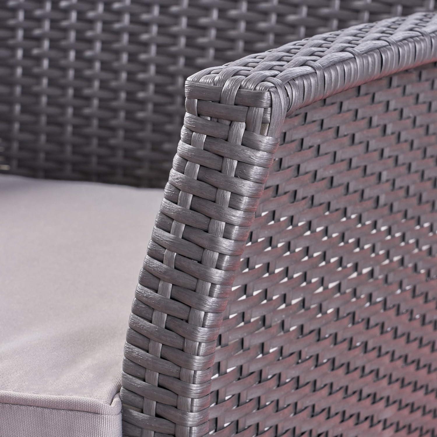 GDF Studio Raina Outdoor Wicker Club Chairs with Cushion, Set of 2, Gray and Light Gray