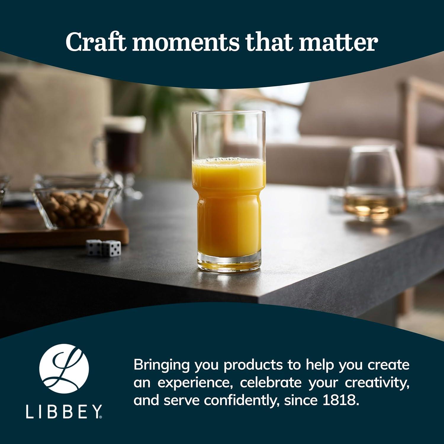 Libbey Newton Stackable Tumbler Glass, 16 ounce, Set of 6